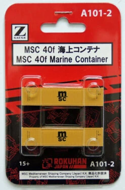 Rokuhan A101-2 40f Marine Container MSC (2 Pcs.) (Z Scale)