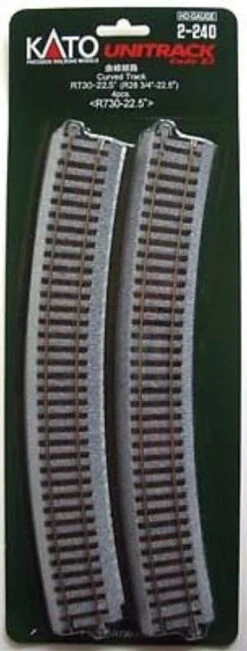 Kato 2-240 730mm (28 3/4') Radius 22.5 Curve Track R730-22.5 (4 Pcs.) (HO Scale)