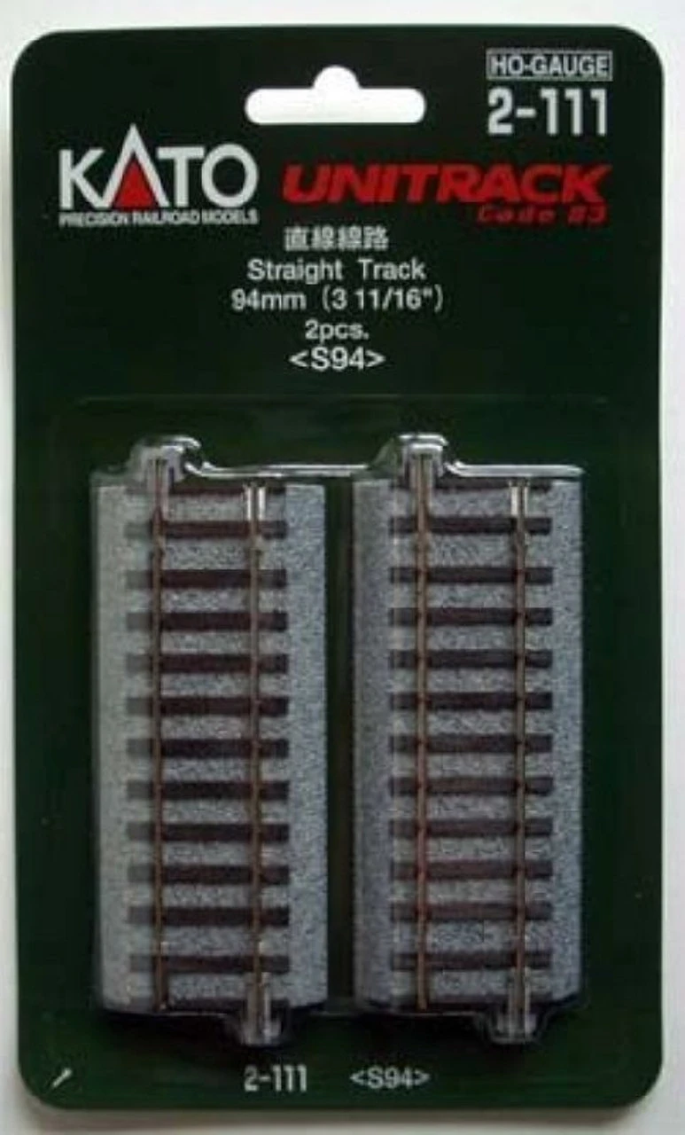 Kato 2-111 94mm (3 11/16') Straight Track S94 (2 Pcs.) (HO Scale)