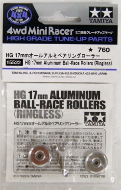 Tamiya 15522 Mini 4WD HG 17mm Aluminum Ball-Race Rollers (Ringless)