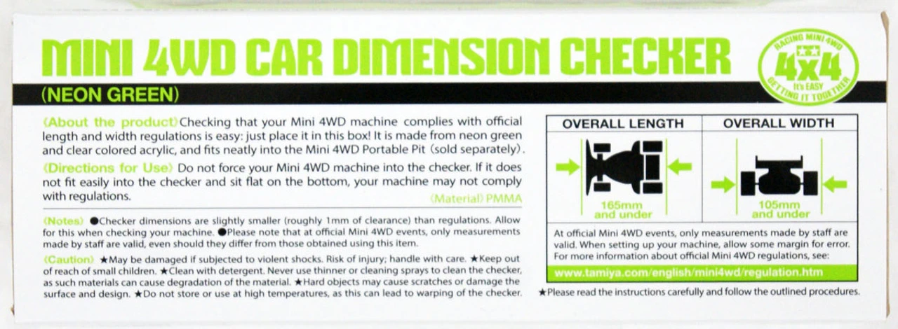 Tamiya 95548 Mini 4WD Car Dimension Checker (Neon Green) - Image 2