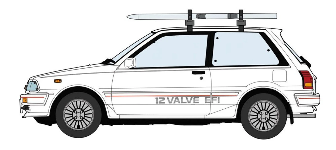 Hasegawa 1/24 Toyota Starlet EP71 Si White Limited (3door) Ski Equipment Ver. Plastic Model - Image 5