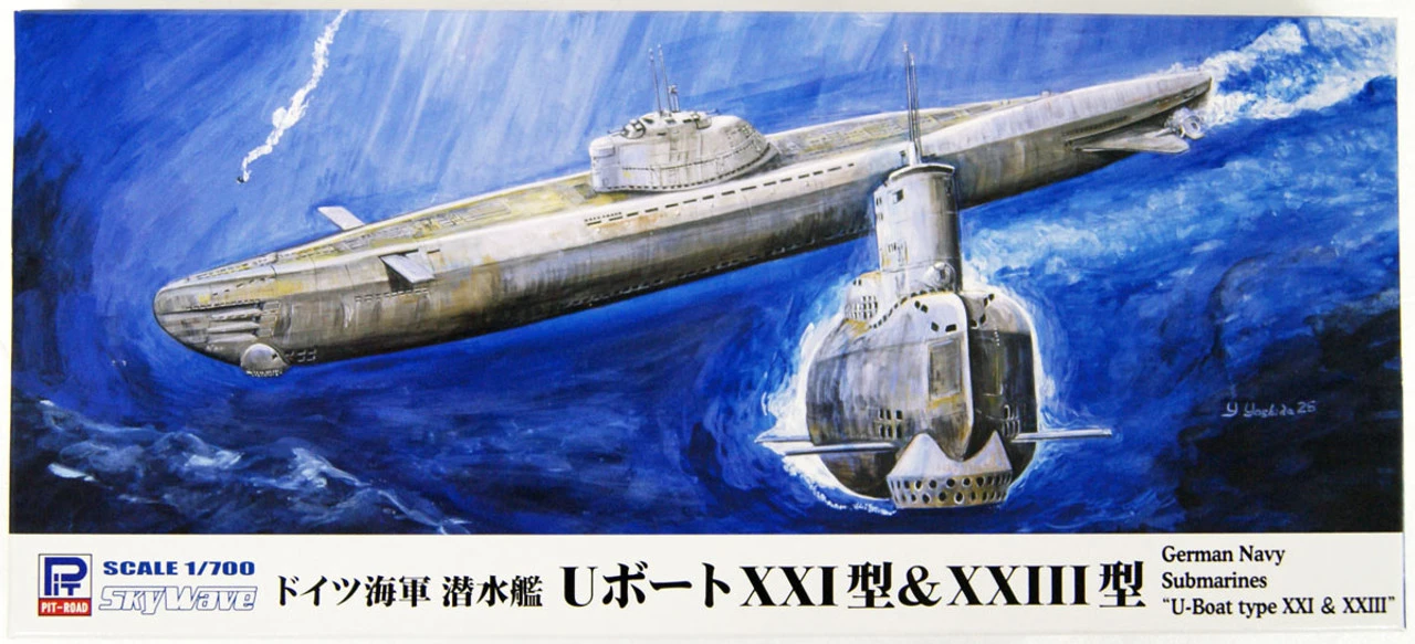 Pit-Road Skywave W-223 German Navy Submarine U-boat Type XXI & Type XXIII 1/700 Scale Kit